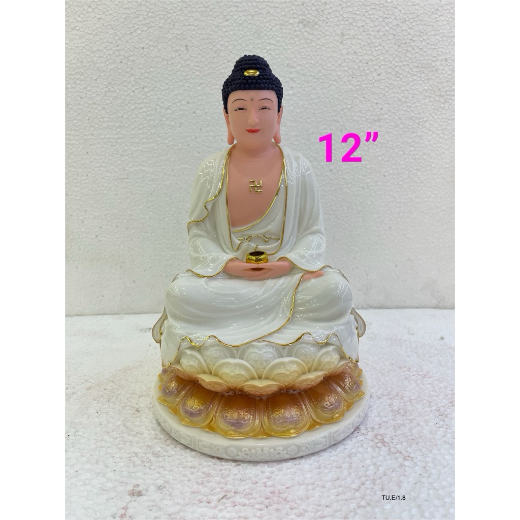 patung Buddha sakyamuni - seciamuni 12in semi keramik