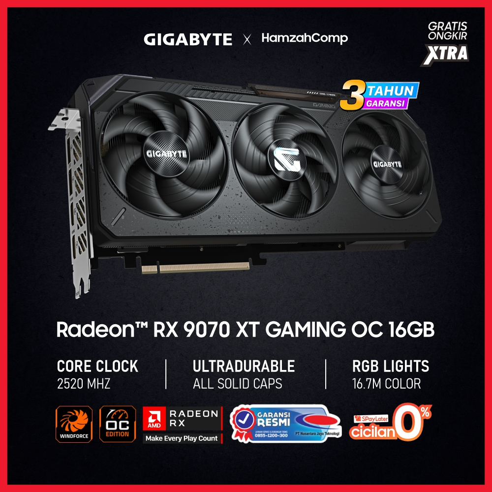 GIGABYTE RADEON RX 9070 XT GAMING OC 16GB | RX 9070 XT 16GB Garansi Resmi