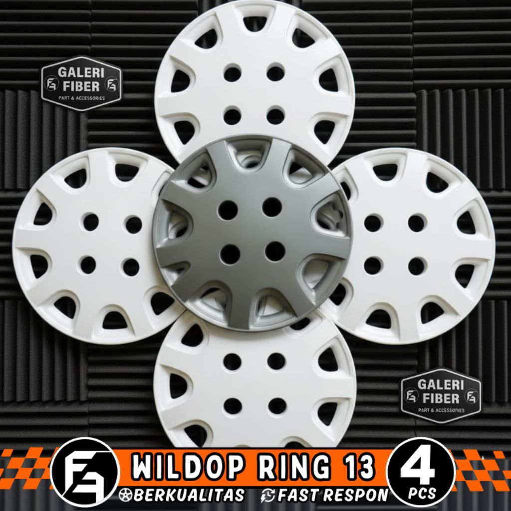 Wheeldop wildop mobil model Futura / Starlet ring 13 putih dan silver satu set 4pcs