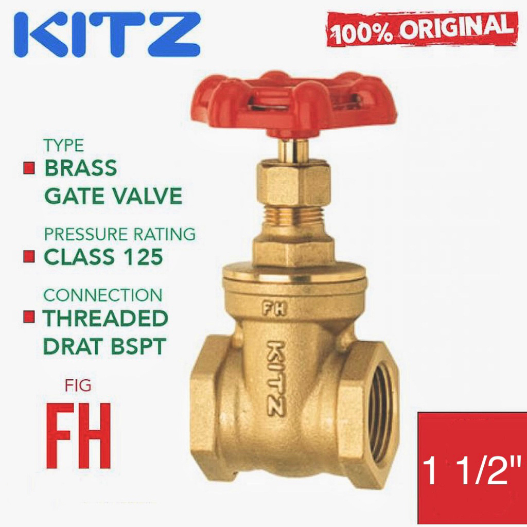 gate valve KITZ 1 1/2" / gate valve kuningan KITZ / stop kran gate valve KITZ / stop kran kuningan K