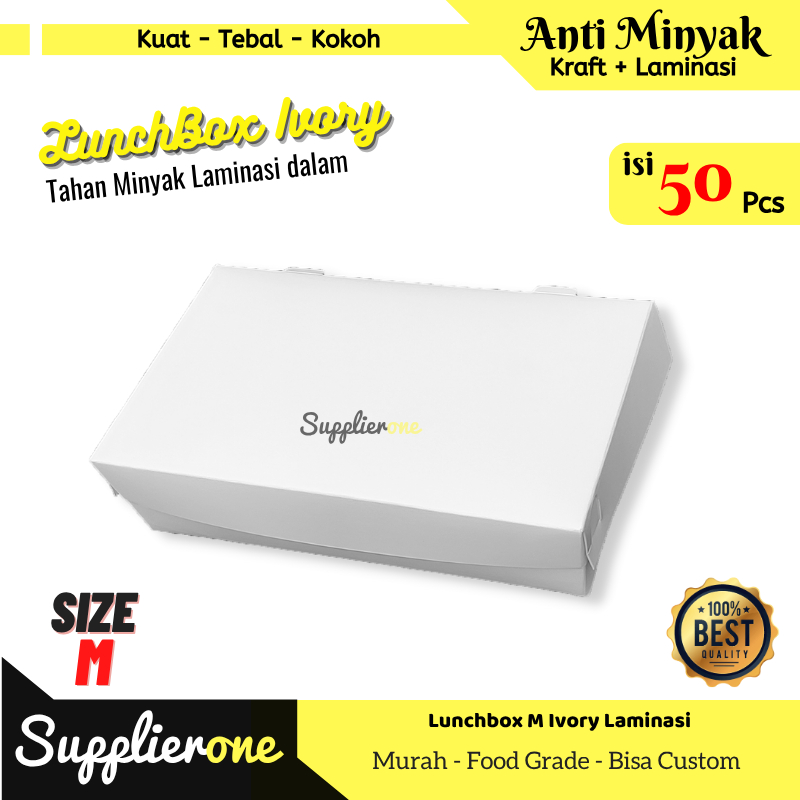 Paper Lunch Box Ivory M isi 50 / Lunch Box Paper / Paper lunch Box Ivory / Kemasan Lunch Box  / Kema