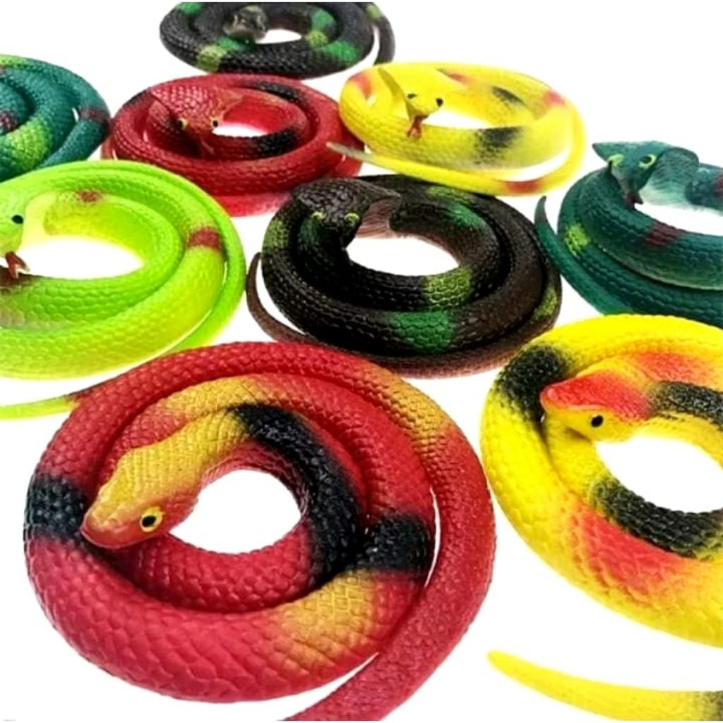 Mainan ular karet 75 cm mainan Figure ular karet multiwarna ular ulat mainan