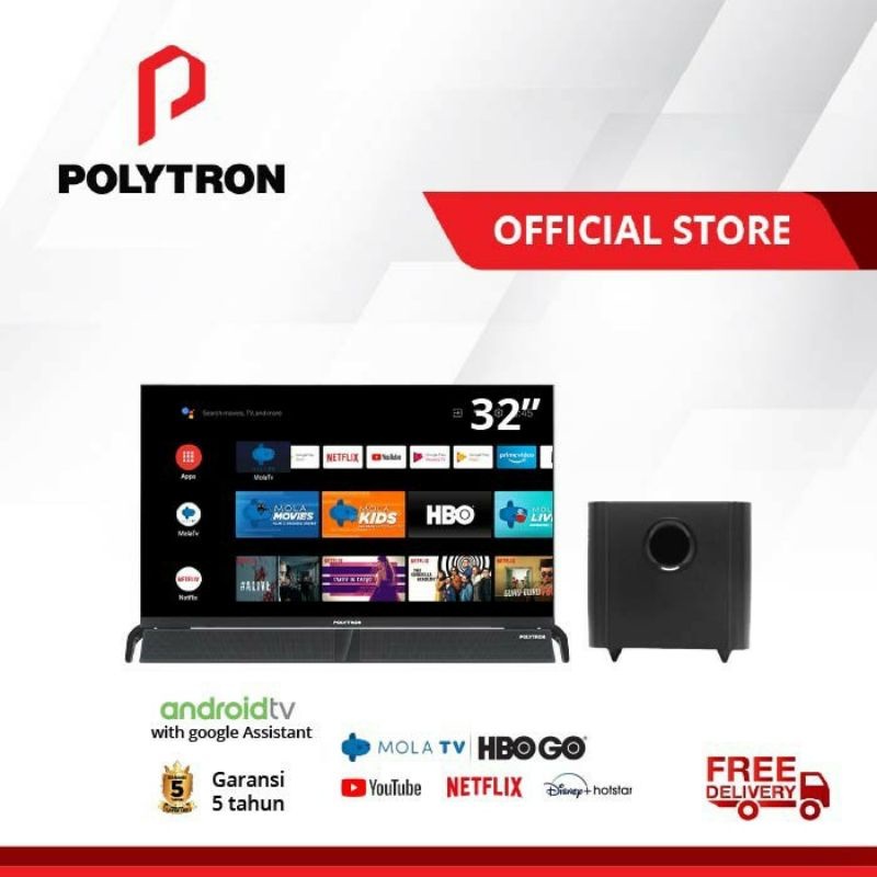 POLYTRON 32 Inch Smart Android TV CINEMAX SOUNDBAR PLD 32BG