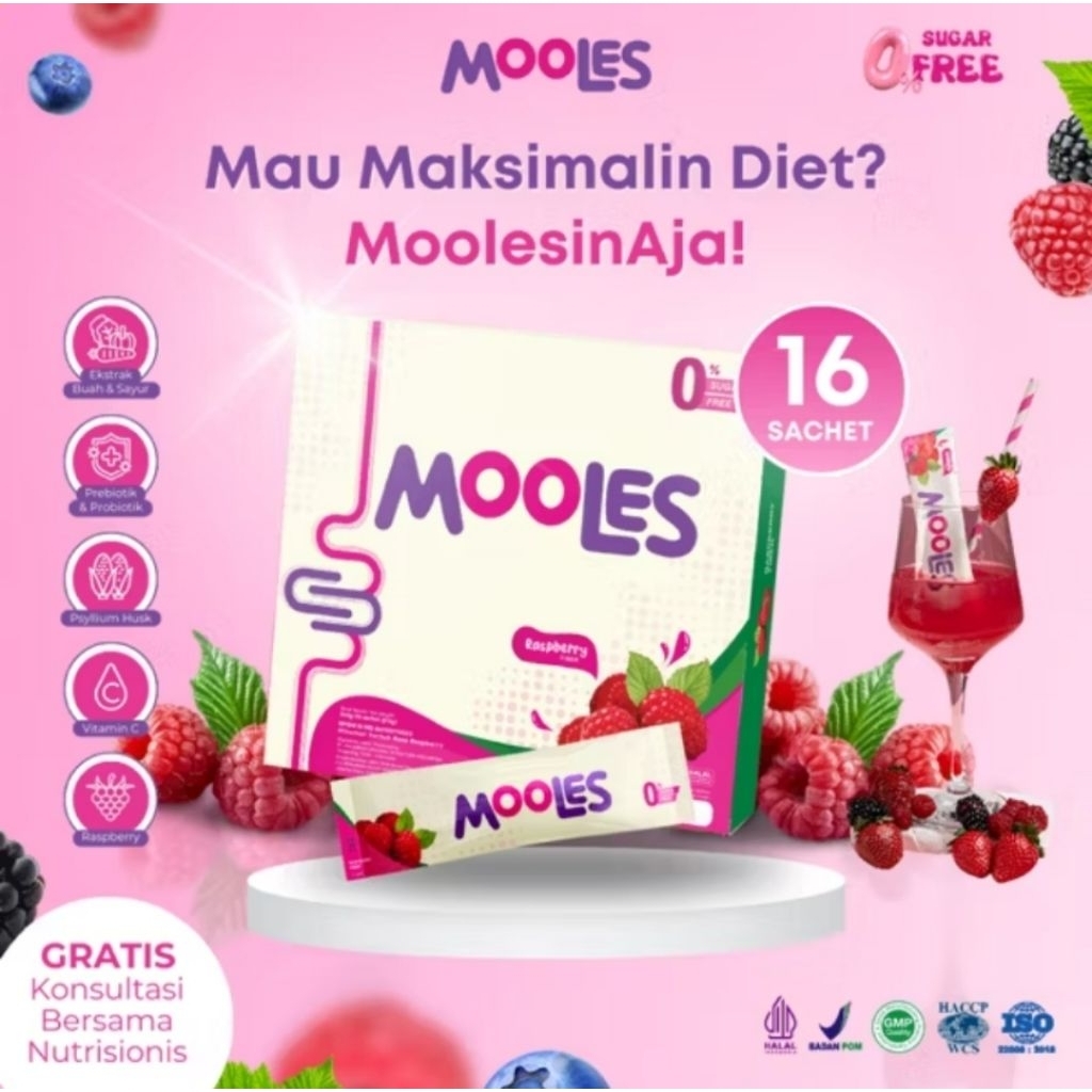 Mooles Fiber 1 box isi 16 sachet original