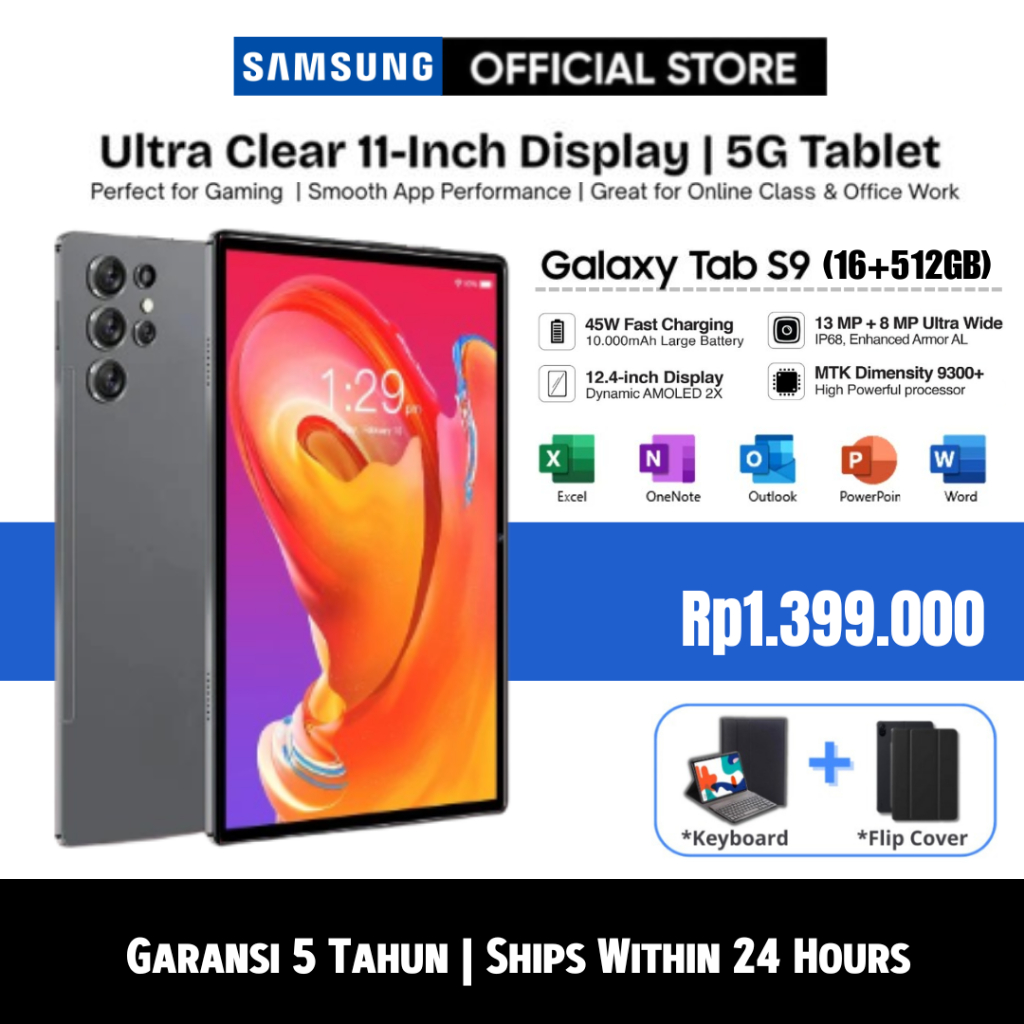 Samsung Galaxy S9 Tab 11 Inch 5G/4G LTE 16GB RAM + 512GB ROM Dual SIM Android Tablet