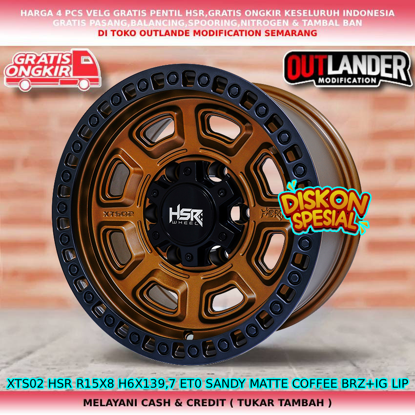 Velg semi offroad untuk mobil Everest| Dmax| Panther| Blazer| Hardtop dll velg hsr xts02 R15