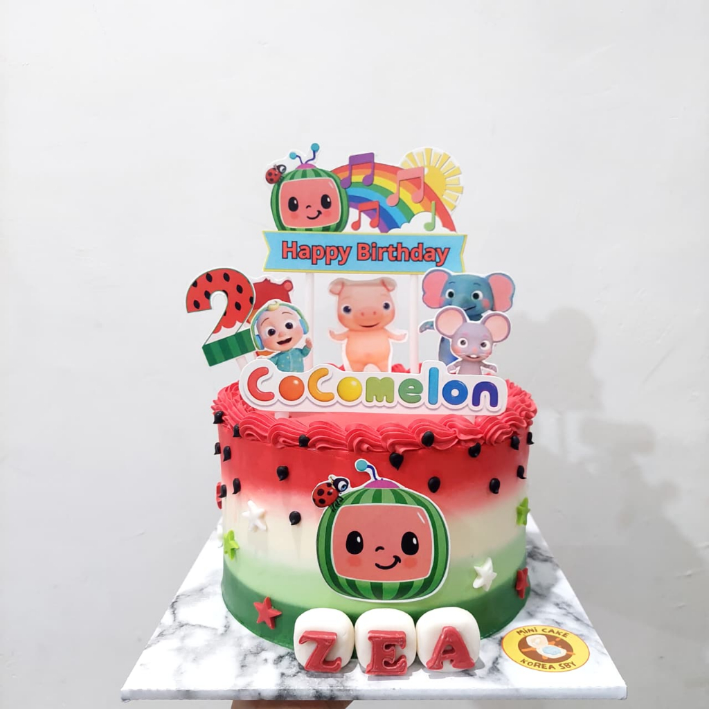 Topper Cocomelon // Topper Kertas Cocomelon // Hiasan Cake Cocomelom // Happy Birthday Cocomelon