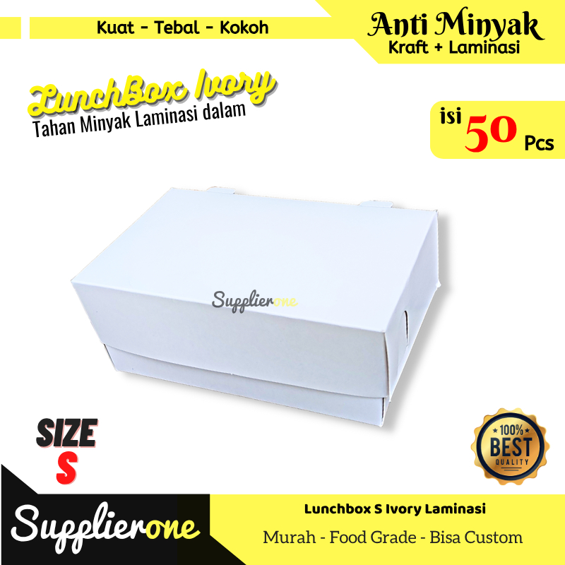 Paper Lunch Box Ivory S isi 50 , Kemasan Ayam Geprek, Box Ayam Geprek, Dus Ayam Geprek