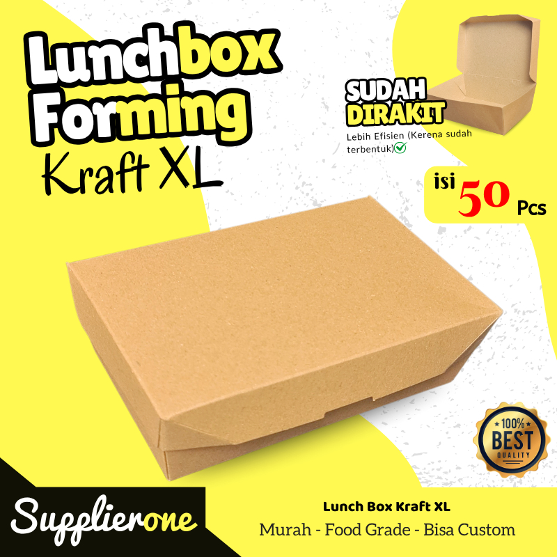 Paper Lunch Box XL isi 50 / Lunch Box Paper / Paper lunch Box Ivory / Kemasan Lunch Box  / Kemasan A