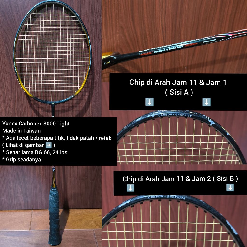 BEKAS - Yonex Carbonex 8000 LIGHT Raket Bulutangkis Badminton Racket Original Preloved