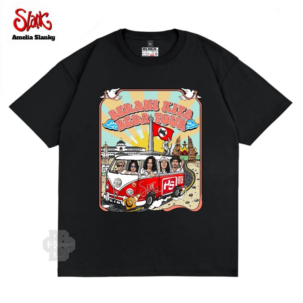 Kaos Ekslusif Slank Edisi Berani Kita Beda Tour x HS - Kaos Distro Slank Pria Wanita Unisex Hitam