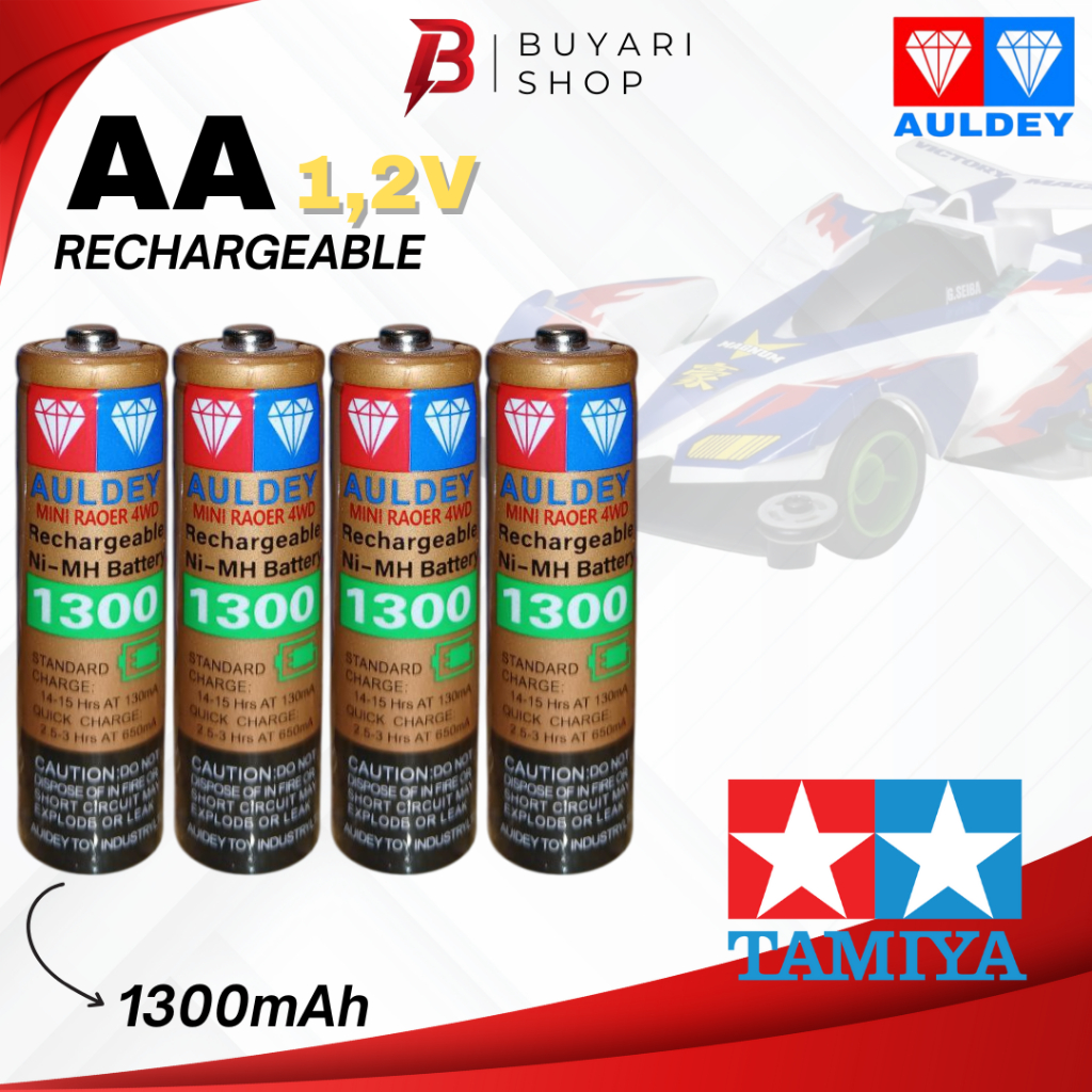 [BISA COD] Baterai AA Auldey 1300mAh Rechargeable Cas Charger Charge Recharge Tamiya Murah Sony Sany