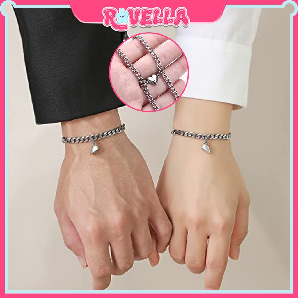 Gelang Couple Pasangan Aesthetic Model Magnet Rantai Gaya Korea Aksen Love Perhiasan
