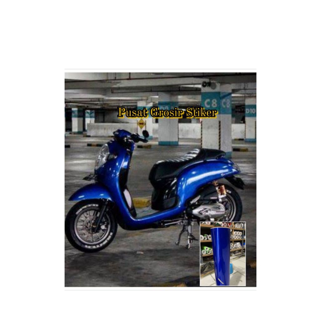 STICKER SCOOTLITE BIRU CANDY METALIC SETIKER METALIK CANDY STIKER BIRU