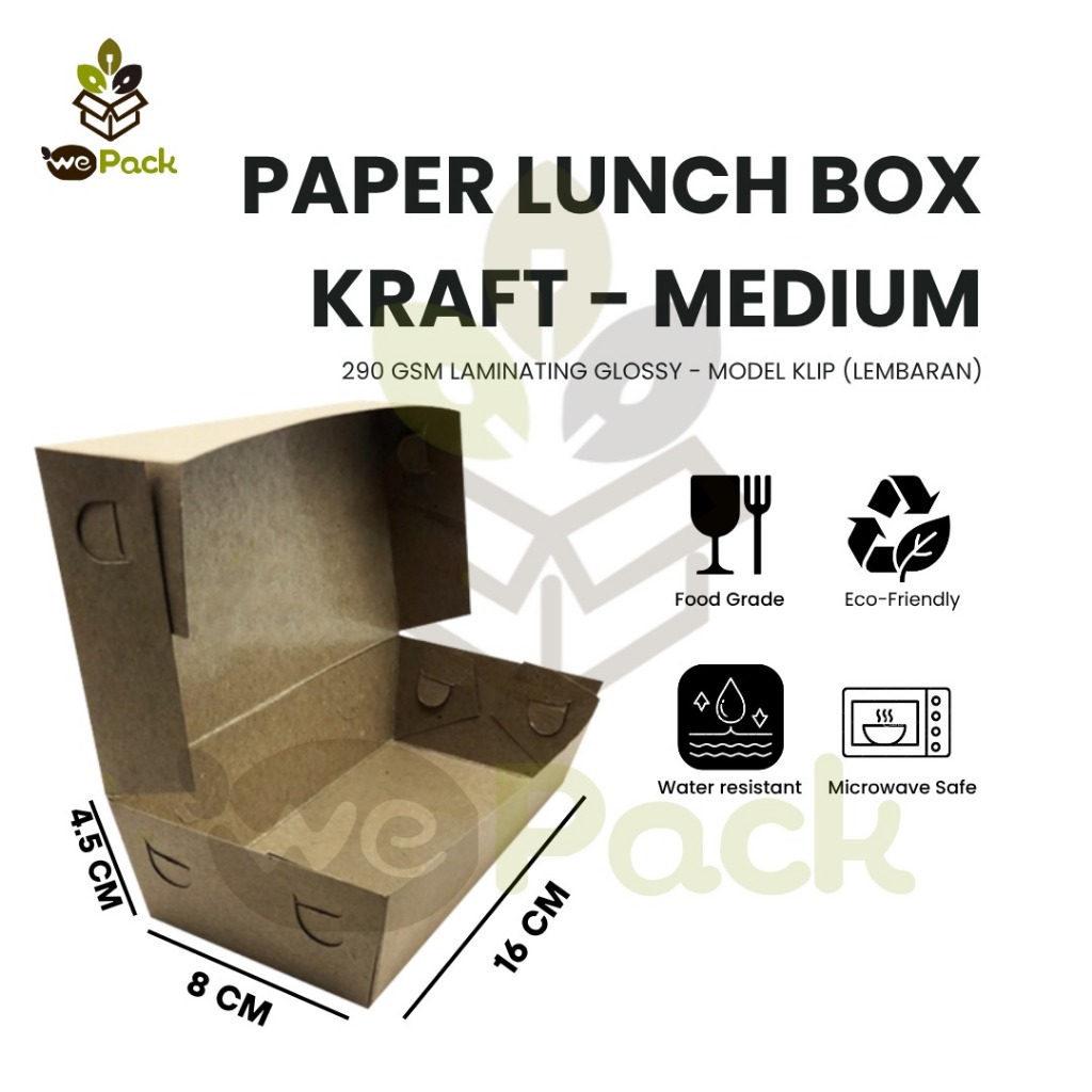 PAPER LUNCH BOX SIZE M 290 GSM TAKE AWAY BOX COKLAT KRAFT 325 GSM Anti Rembes
