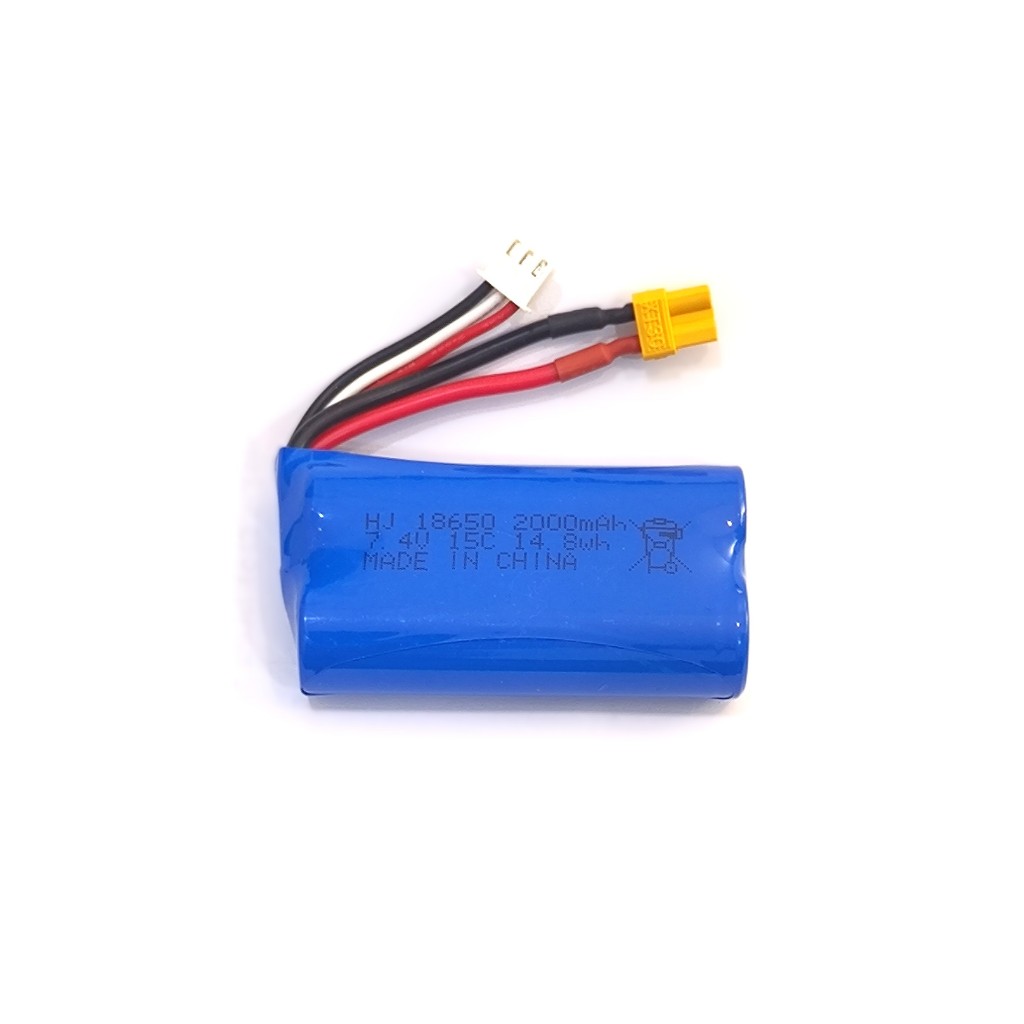 baterai rc li-ion 18650 7.4V 2000mAH XT30 untuk rc excavator HUINA 1580 1594 baterai rc lion