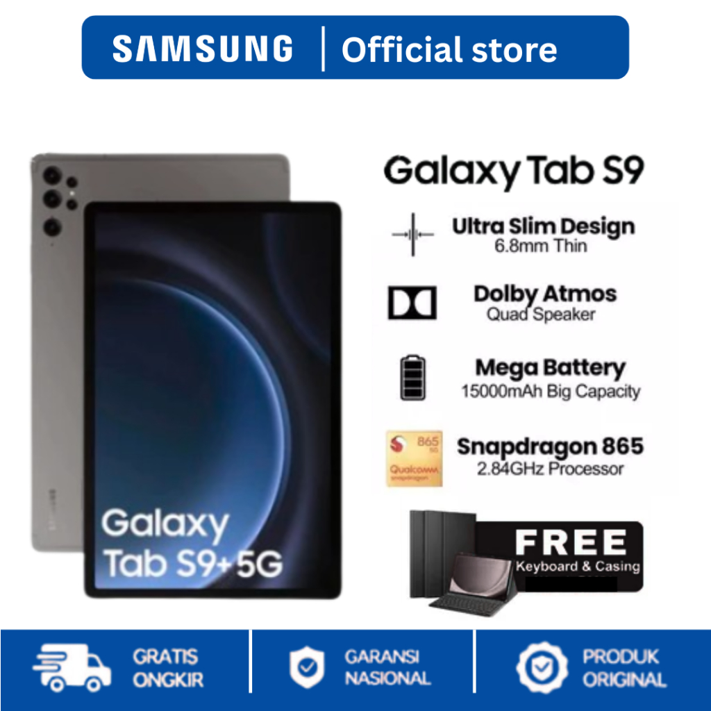 Gratis Ongkir Samsung Galaxy S9 Tab 11 Inch | 5G/4G LTE | 12GB RAM 512GB ROM | Dual SIM | Android Ta