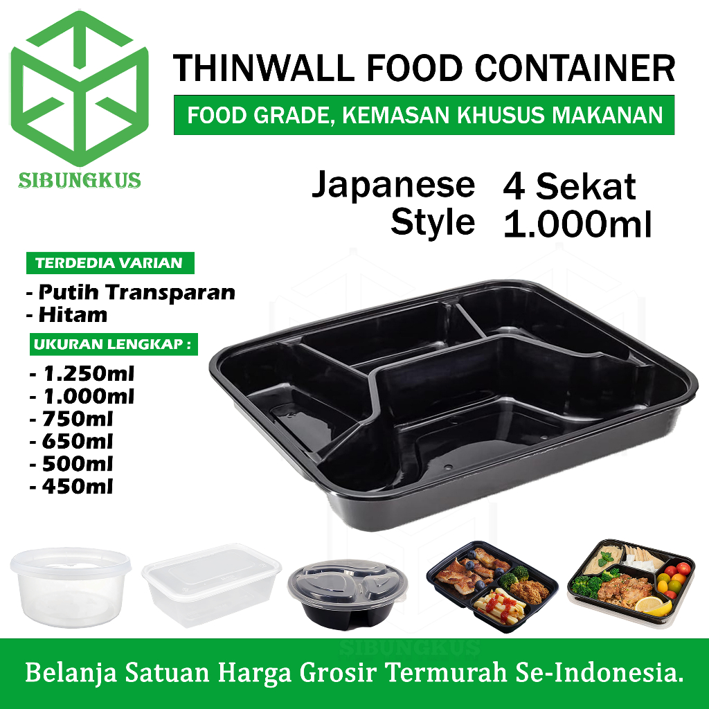 Kotak Makan Mika Thinwall Food Grade Reusable Plastik Rectangle Square Toples Microwave Safe Caterin