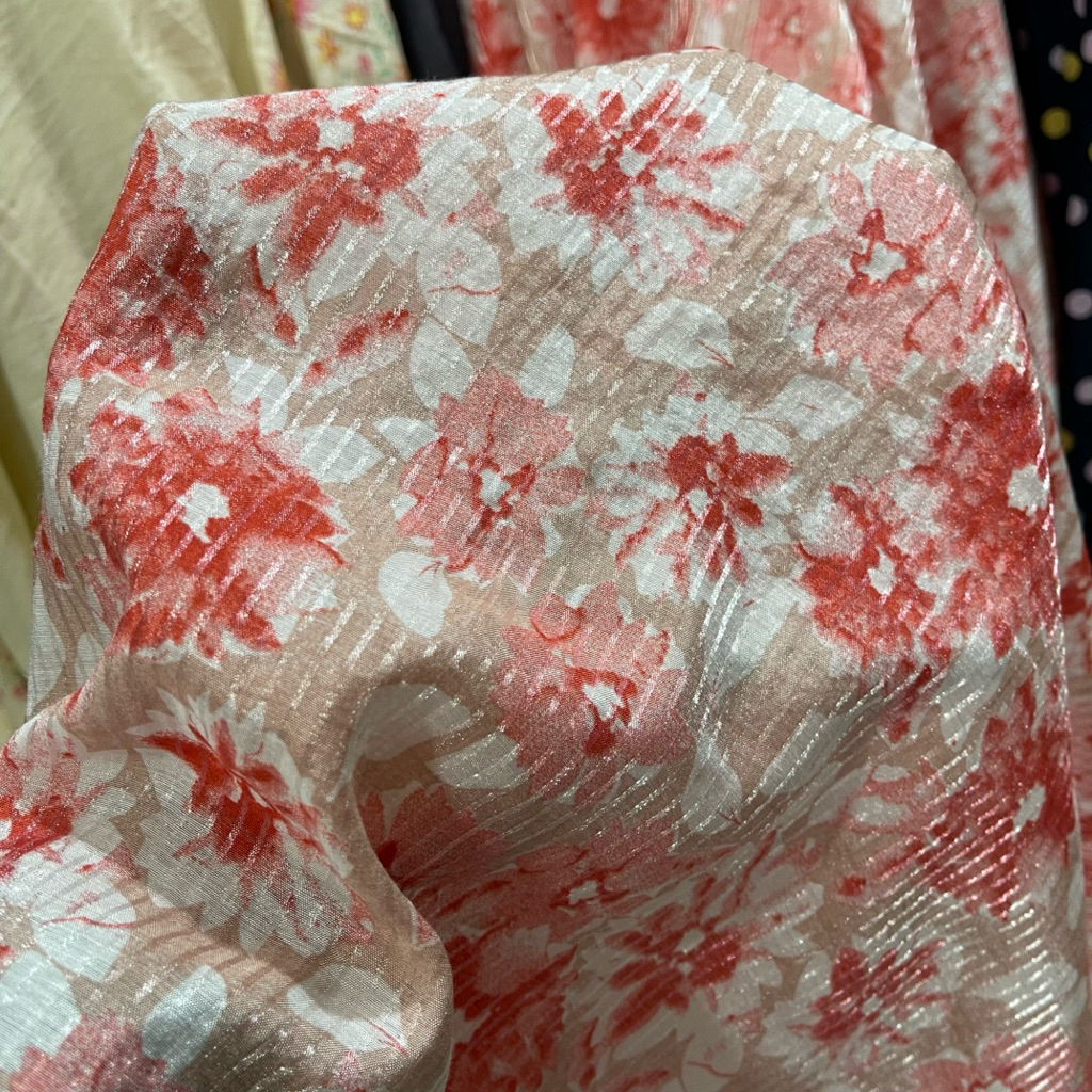 kain organza glitter motif bunga premium - kain organza kaca - kain organza style korea gf2