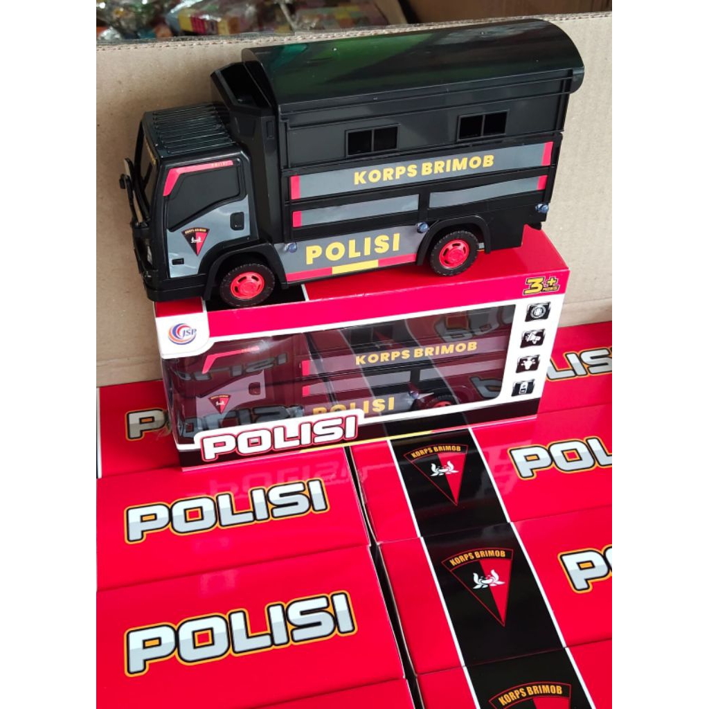 Mainan Mobil Truck Brimob Polisi Oleng Ada Lampu Dan Music | Mobil Korps Brimob Truck box