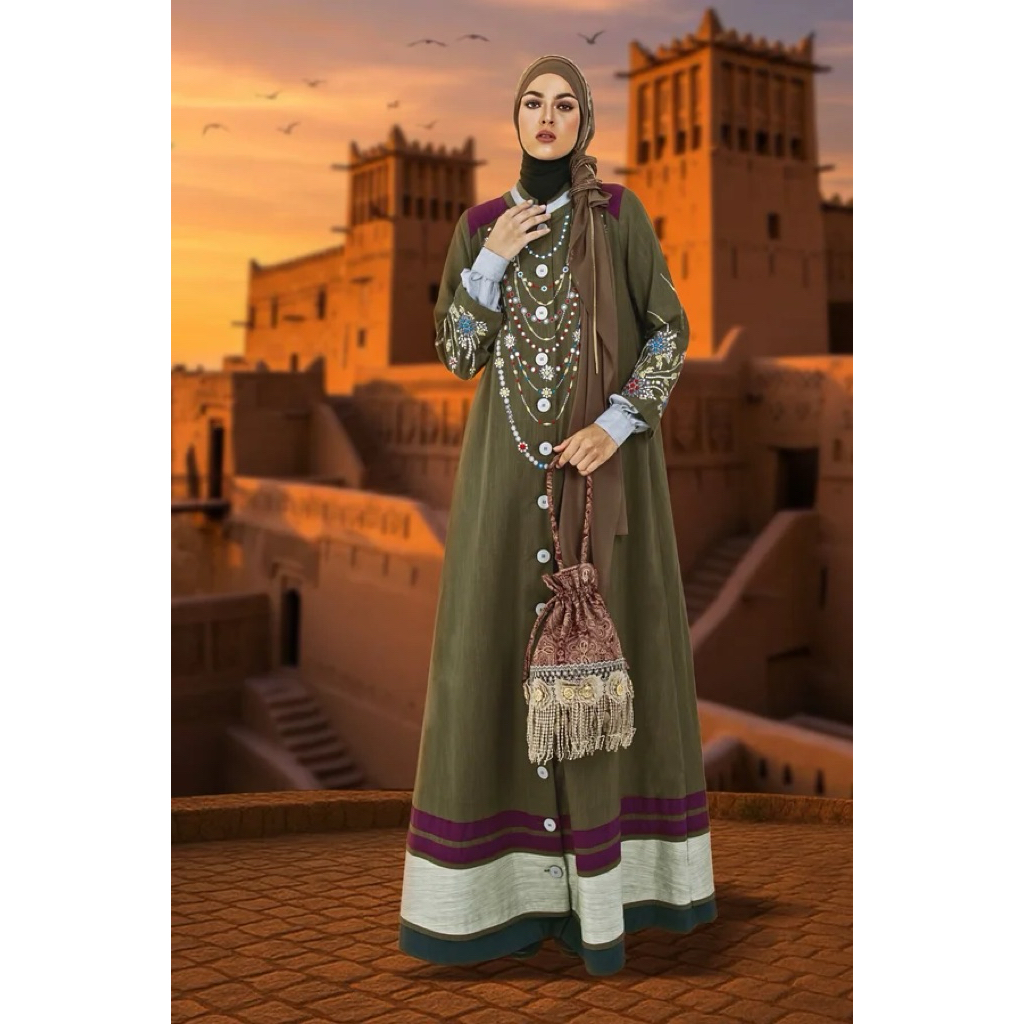 TUNEECA ABAYA IMANI SHABAZZ TH-1125001 (TUNEECA HALIMA ) ABAYA MUSLIMAH MODERN TENDY ORIGINAL TUNEEC