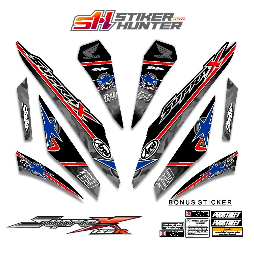 STRIPING STIKER DECAL SUPRA X 125 R 2007 - 2013 MTF HAYDEN LAGUNA / STIKER HUNTER / STRIPING MODIF