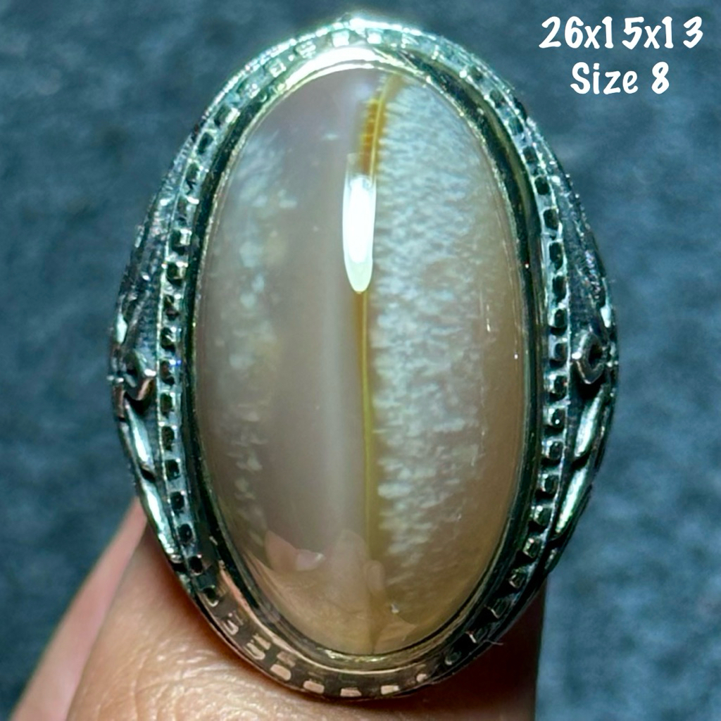 Cincin Batu Akik Natural Pandan Oli Kendit Jumbo Jenong Kristal (asli alam)