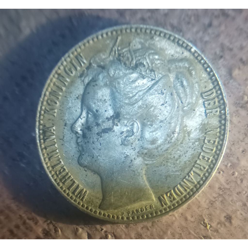 koin perak wilhelmina 1G mahlota 1908