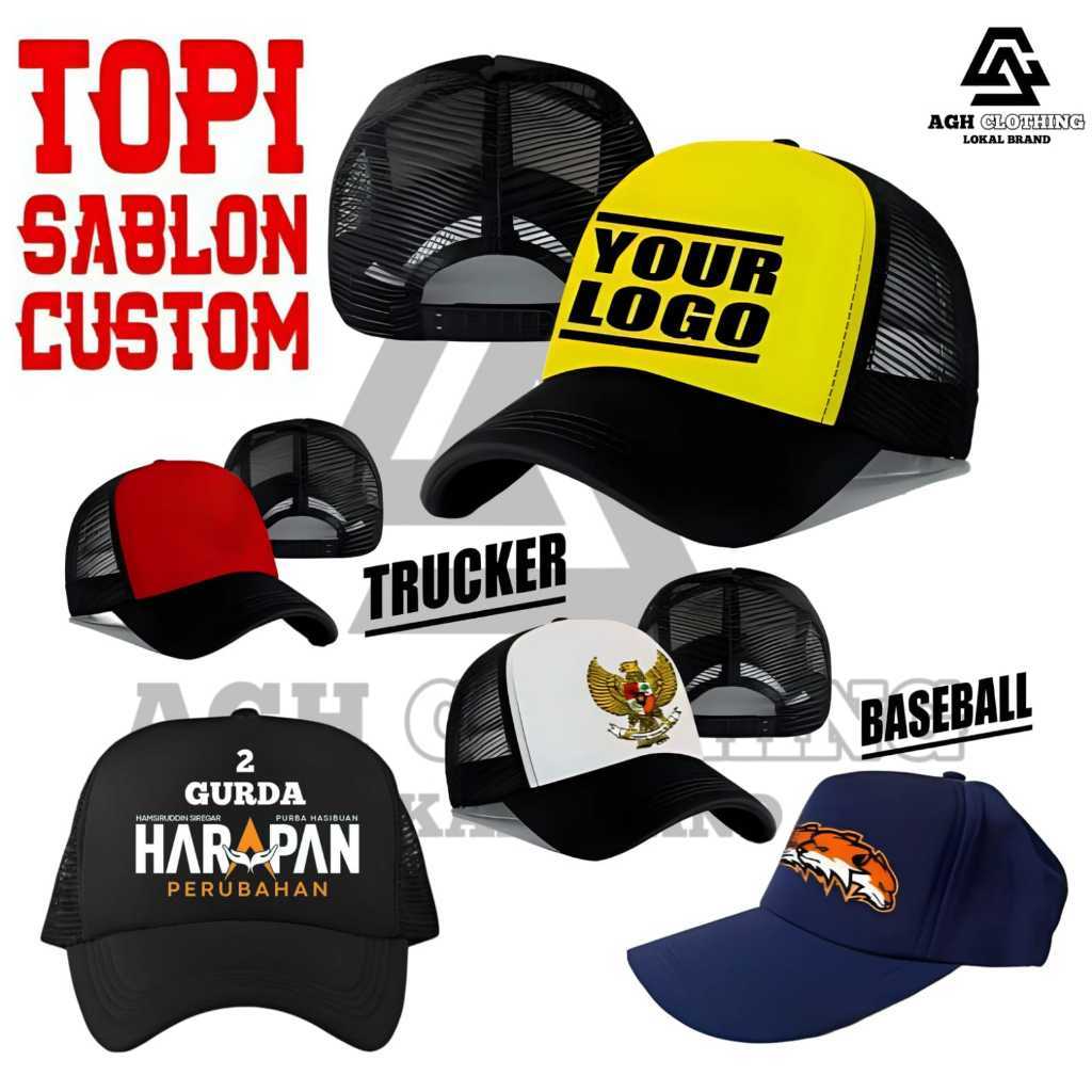 TOPI CUSTOM TRUCKER JARING NAMA TULISAN GAMBAR LOGO SABLON SATUAN ECERAN GROSIR SABLON DTF CUSTOM