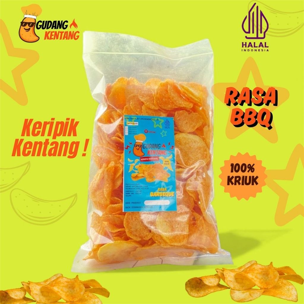 Keripik kentang BBQ kemasan plastik 250G