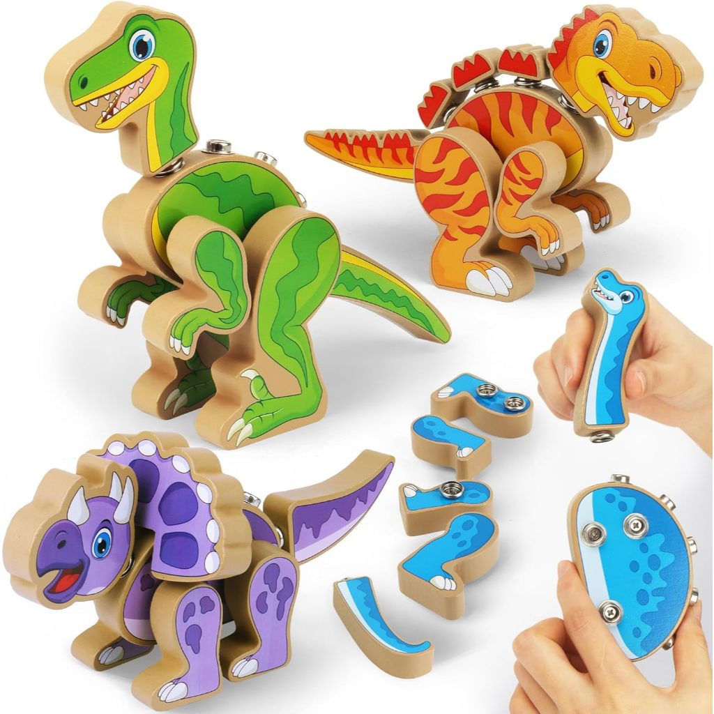 Coogam Build Your Own Dinosaurs Toy, Snap Together Building Dinosaurs Playset