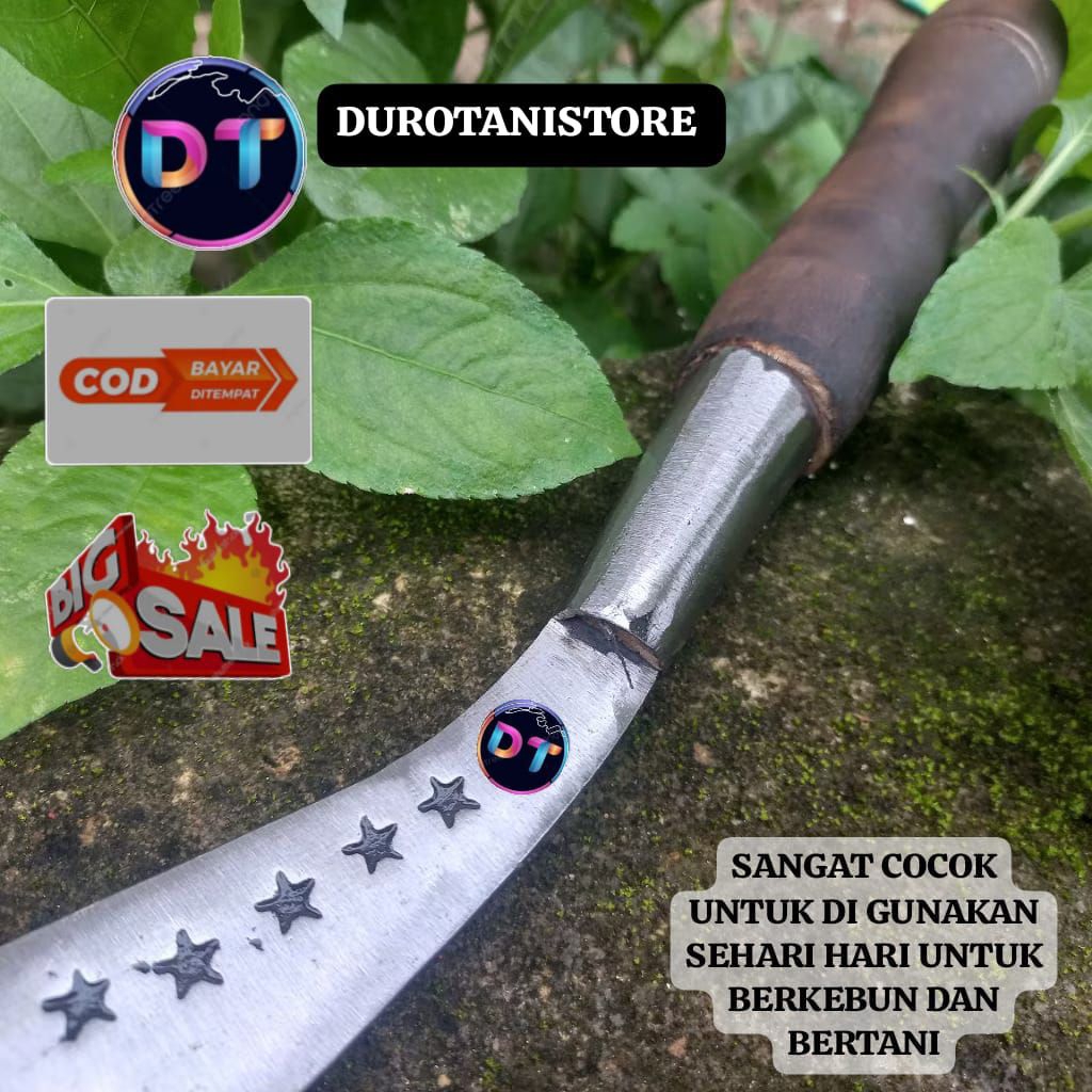 pemangkas Arit rumput multifungsi asli baja sepuh ori bintang lima alat berkebun dan taman