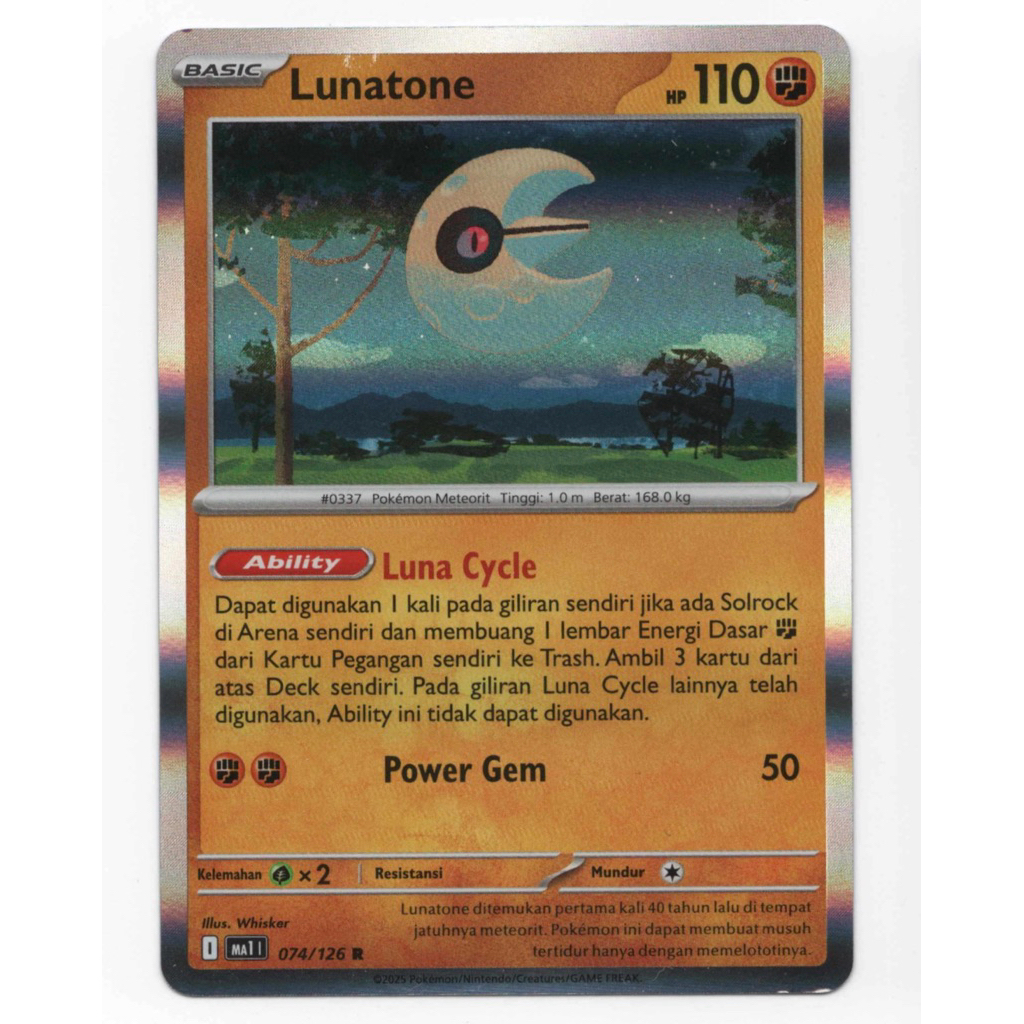 Lunatone (R) - 074/126 - Evolusi Mega (MA1) - Pokemon TCG Indonesia