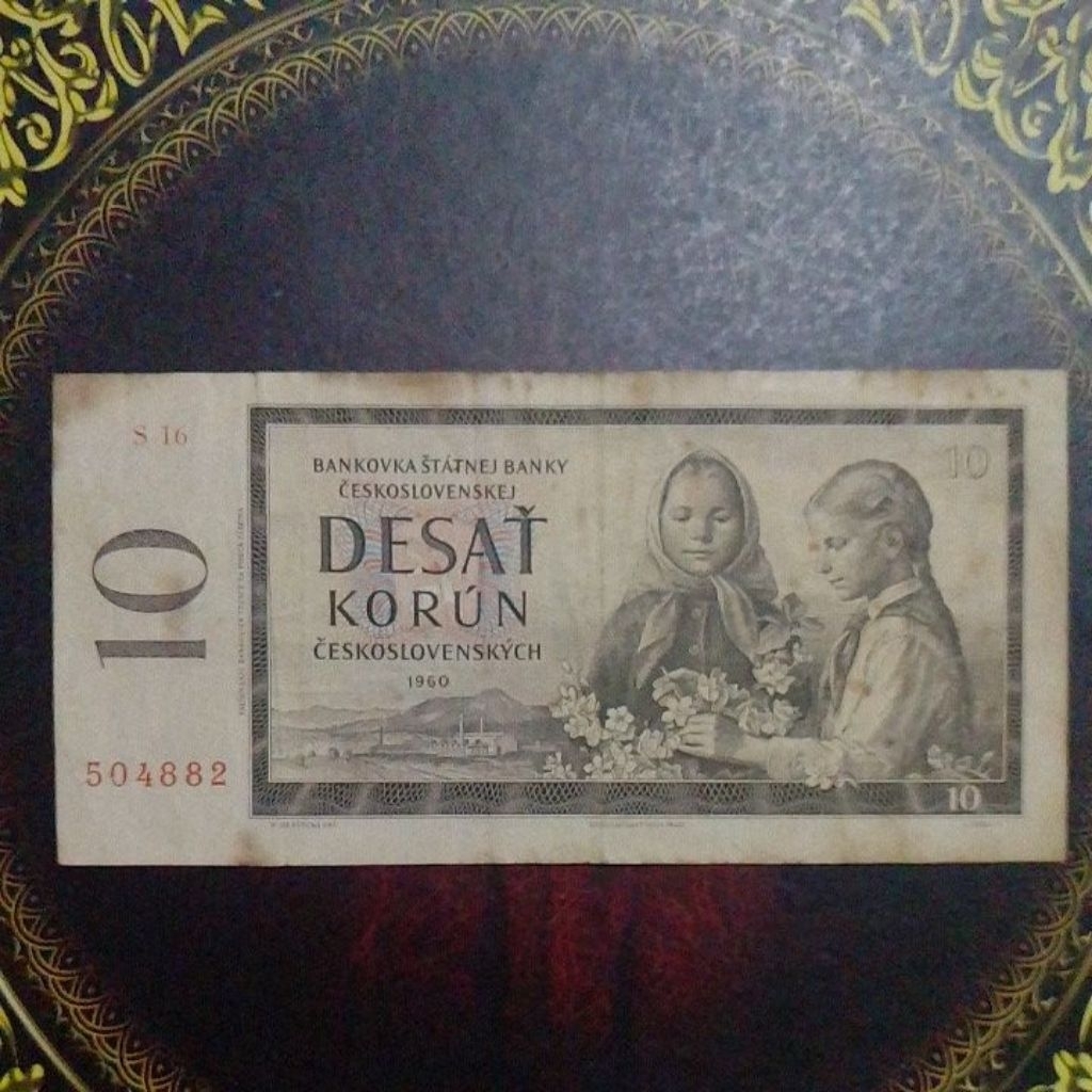 Uang Cekoslovakia 10 korun 1960 vf