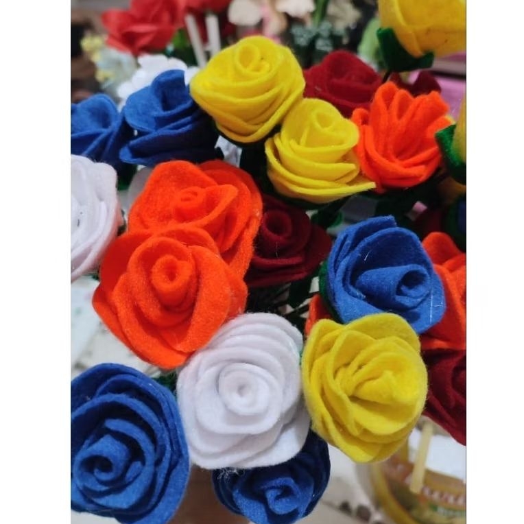 Bunga mawar flanel tangkai 30cm tanpa plastik grosir