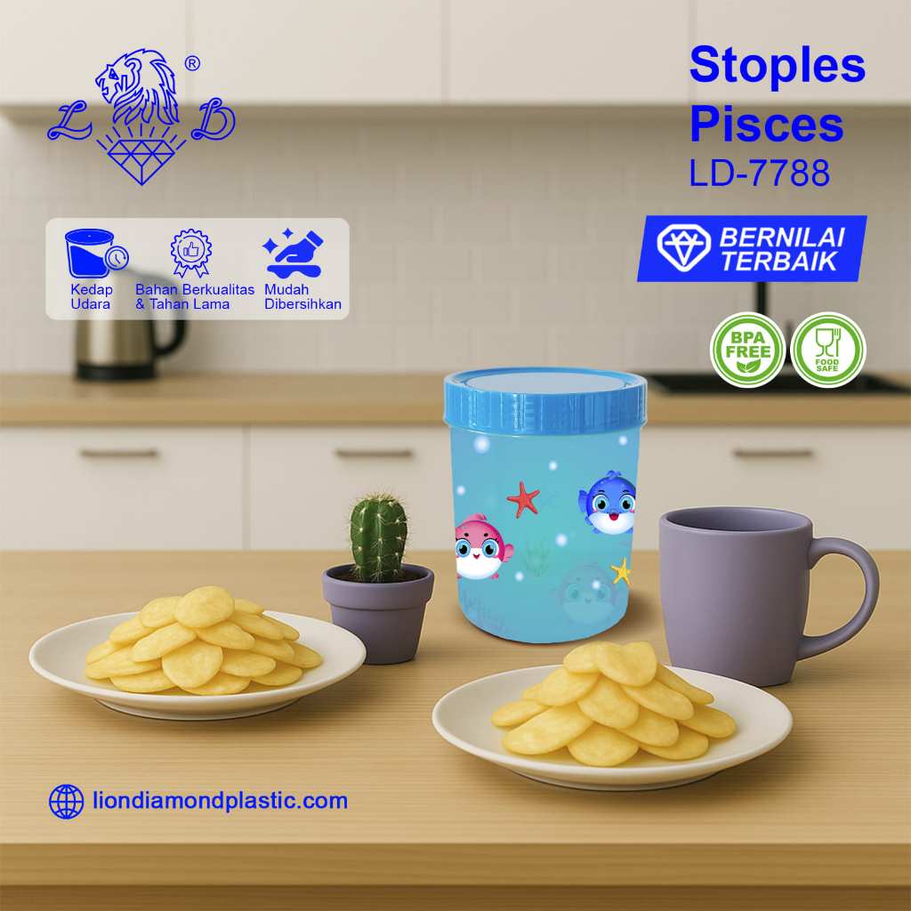 Stoples Pisces LD-7788 Stoples Plastik Kedap Udara BPA Free//Stoples Kue Kering// Stoples Permen// S