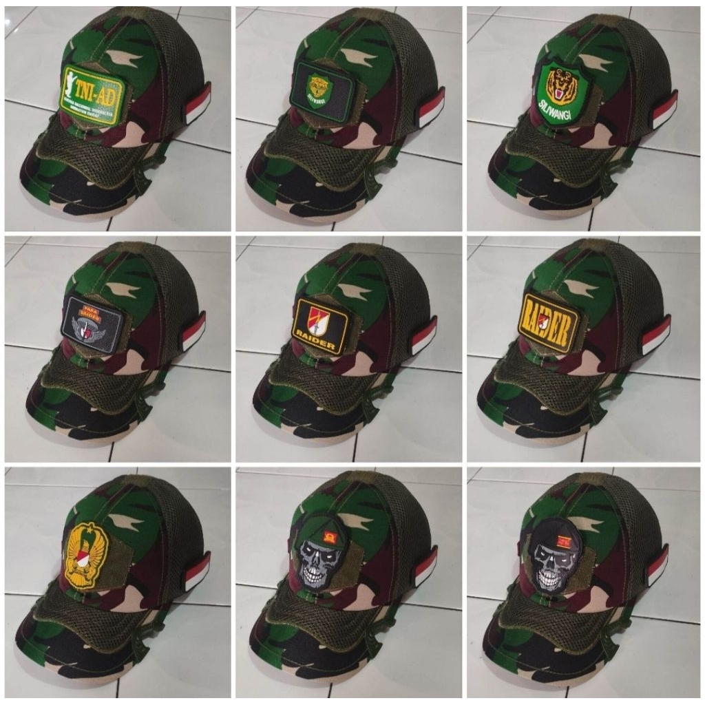 topi tactical coak loreng malpinas plus 3pcs patch rubber tni assesoris topi tactical original dewas