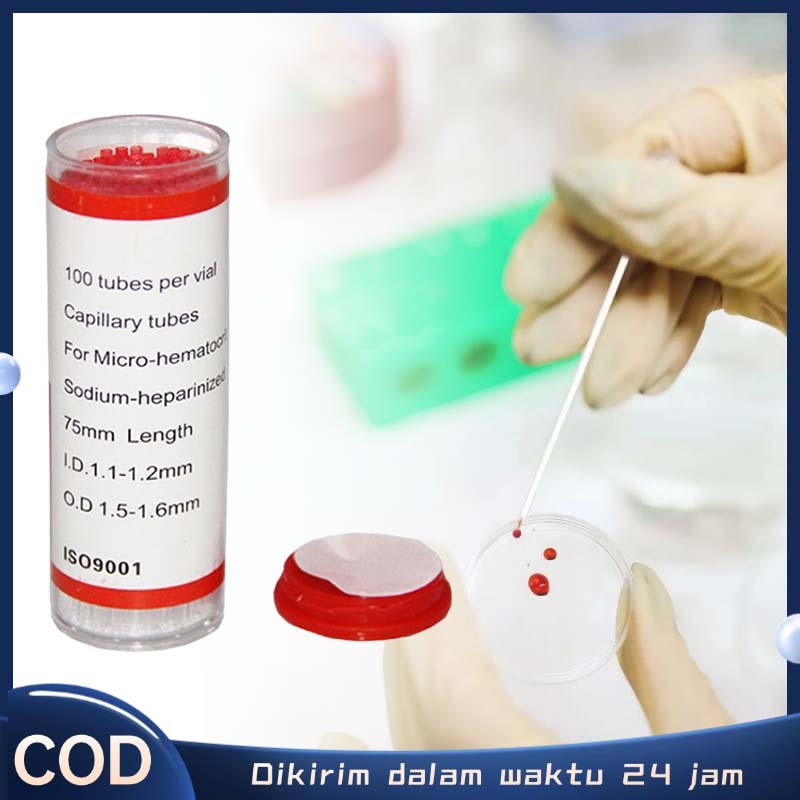 100Pcs Tabung Hematokrit Tabung Pipa Kapiler Tabung Pipa Kapiler Hematokrit Tabung Mikro Hematokrit 