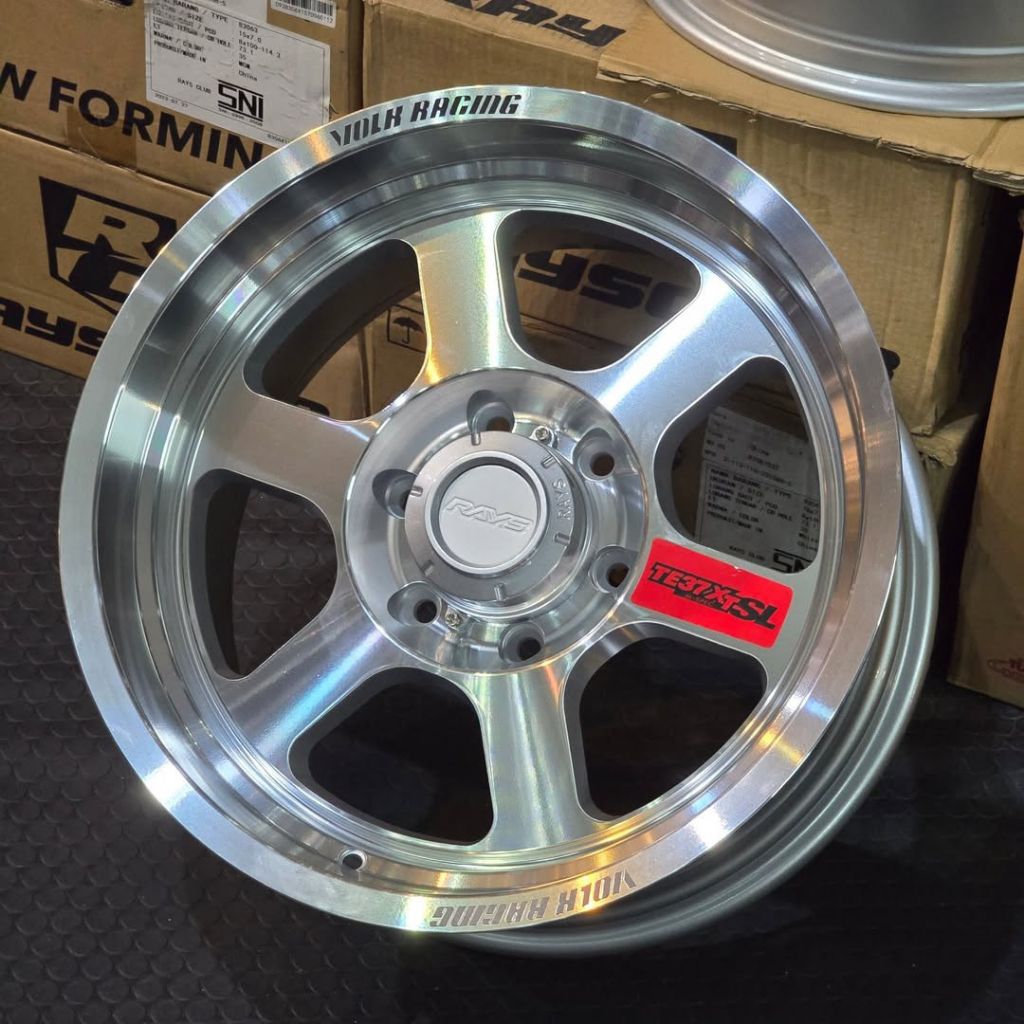velg mobil ring 18 VOLKRAYS TE37 XT FULL POLISH R18 velg racing Fortuner Pajero Ford everest Strada 