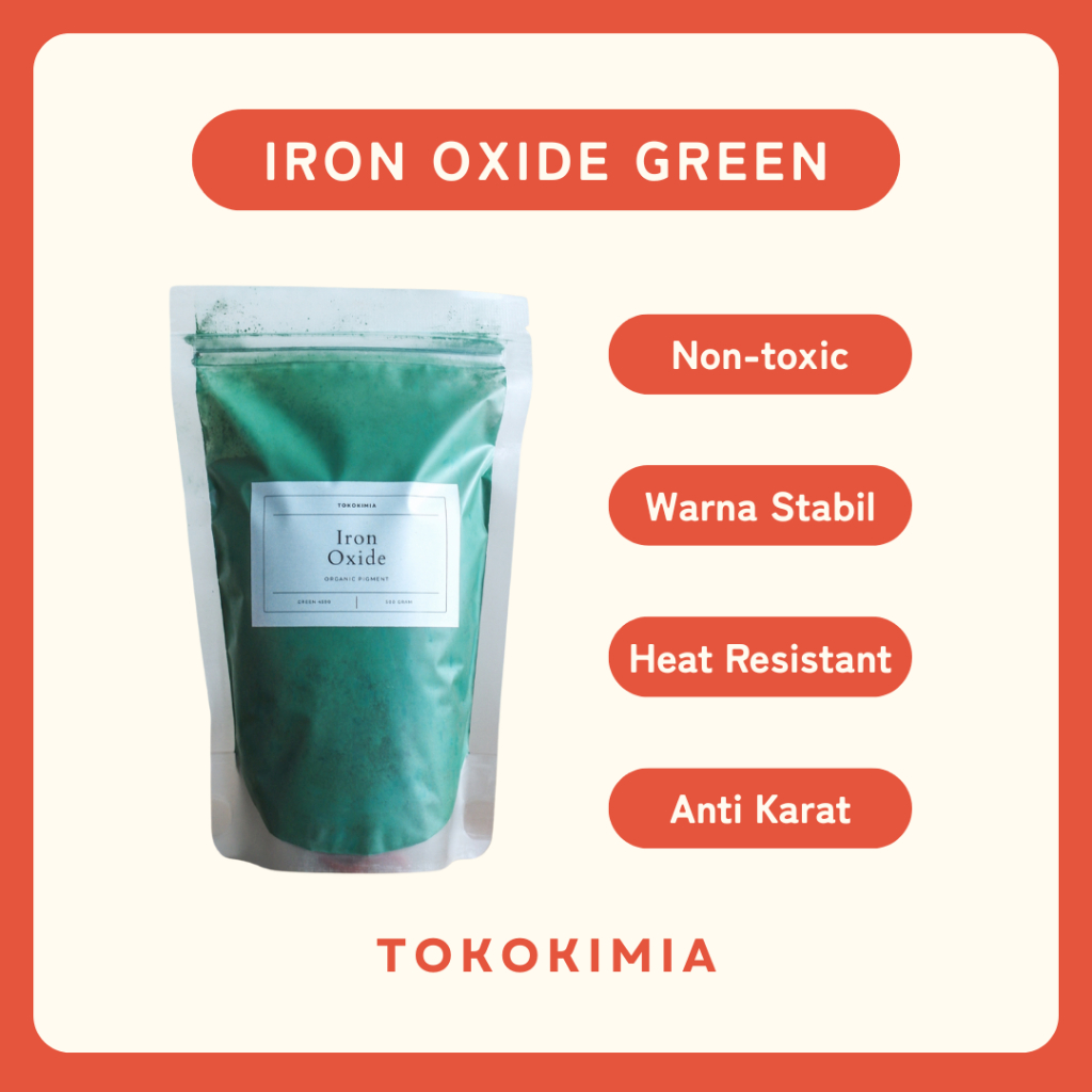 Iron Oxide Green - Organic Pigment Powder Pewarna Bubuk Verf Oker Hijau 500 gram by TOKOKIMIA