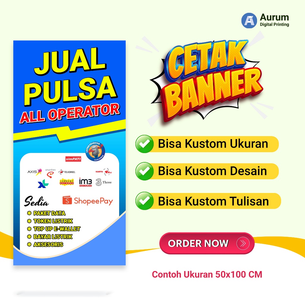 Spanduk Banner Konter Berdiri - Spanduk Banner Untuk Jualan Pulsa
