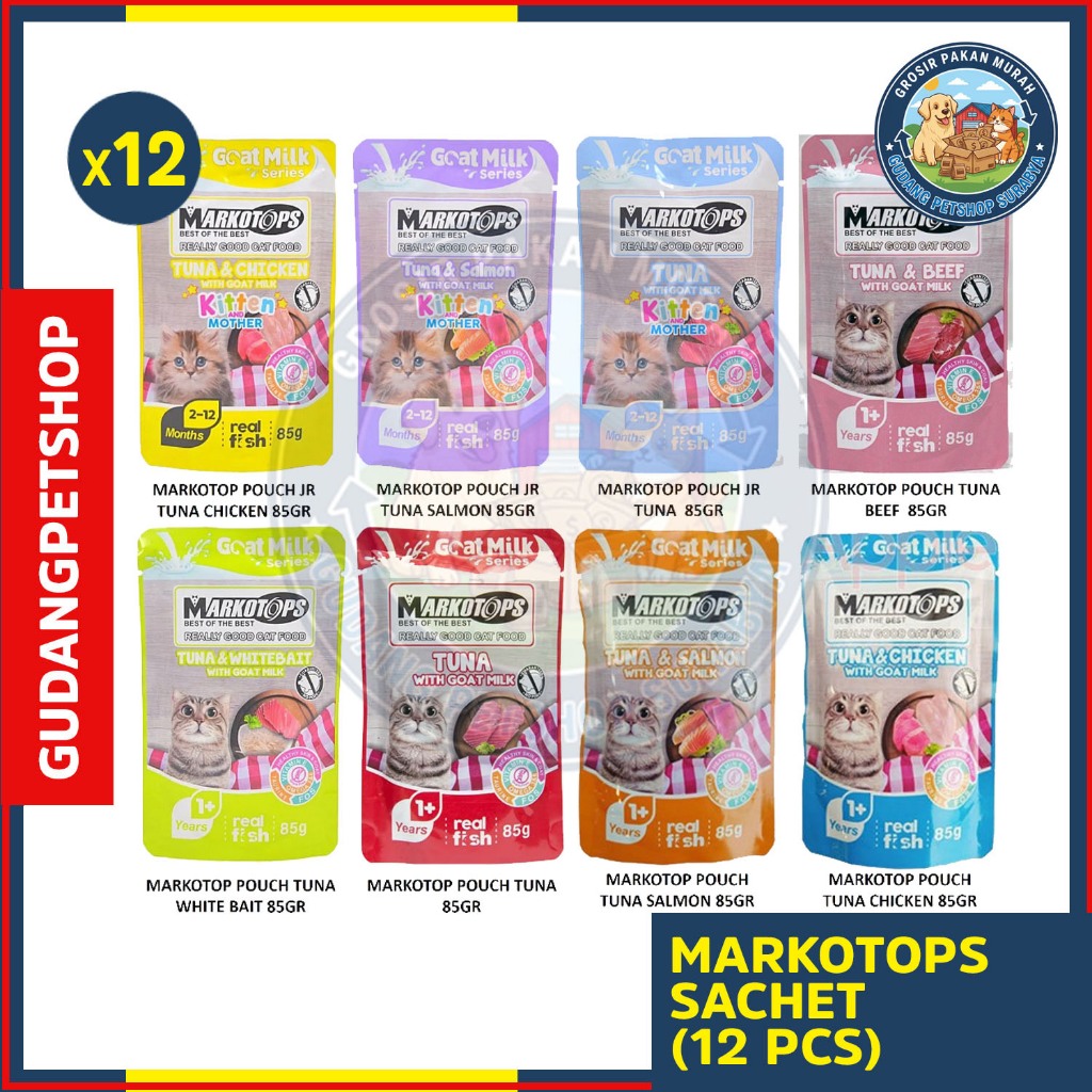 Markotops sachet (12 pcs) - Markotop sachet 12 pcs - Markotops pouch - Markotops kitten tuna - Marko