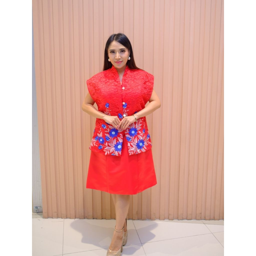 Outer Cheongsam Motif Bunga Bordir