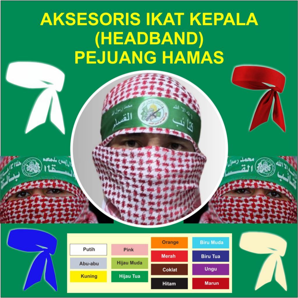 Ikat kepala al qassam/headband al qassam/aksesoris kepala/ ikat kepala hamas/headband hamas