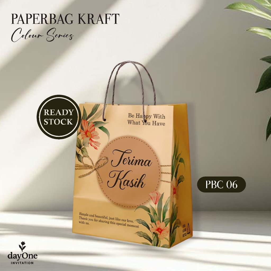 PAPER BAG MOTIF BUNGA AESTHETIC - TAS KADO ULANG TAHUN 20X25X10 CM LUSINAN R STOCK - PBC 06 (LUSIN)