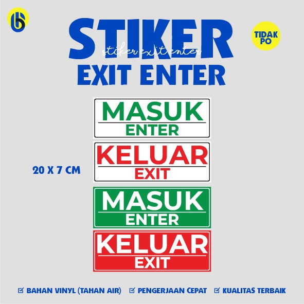 Stiker Peringatan Keluar Masuk | Stiker Akses Pintu Vinyl Waterproof | Tanda Peringatan Area Keluar–
