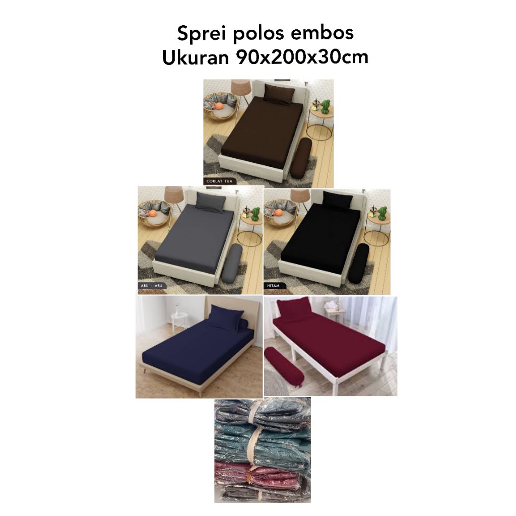 sprei polos ukuran 90x200x30cm /spreipolos