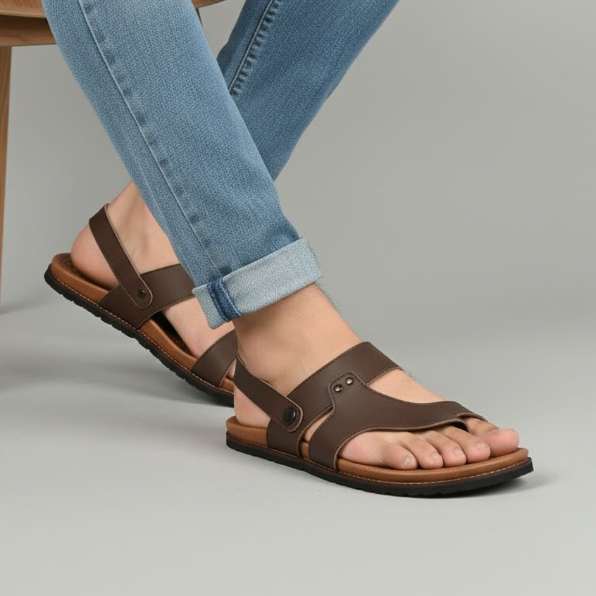 Sandal kulit asli pria ukuran 39-44 - RIOT TEVEZ