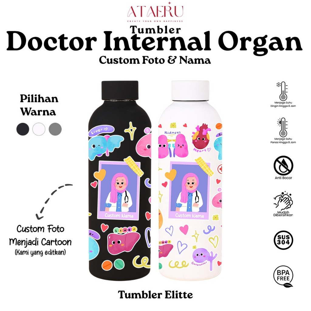 Tumbler Dokter Custom Foto Custom Nama Boto Kedokteran
