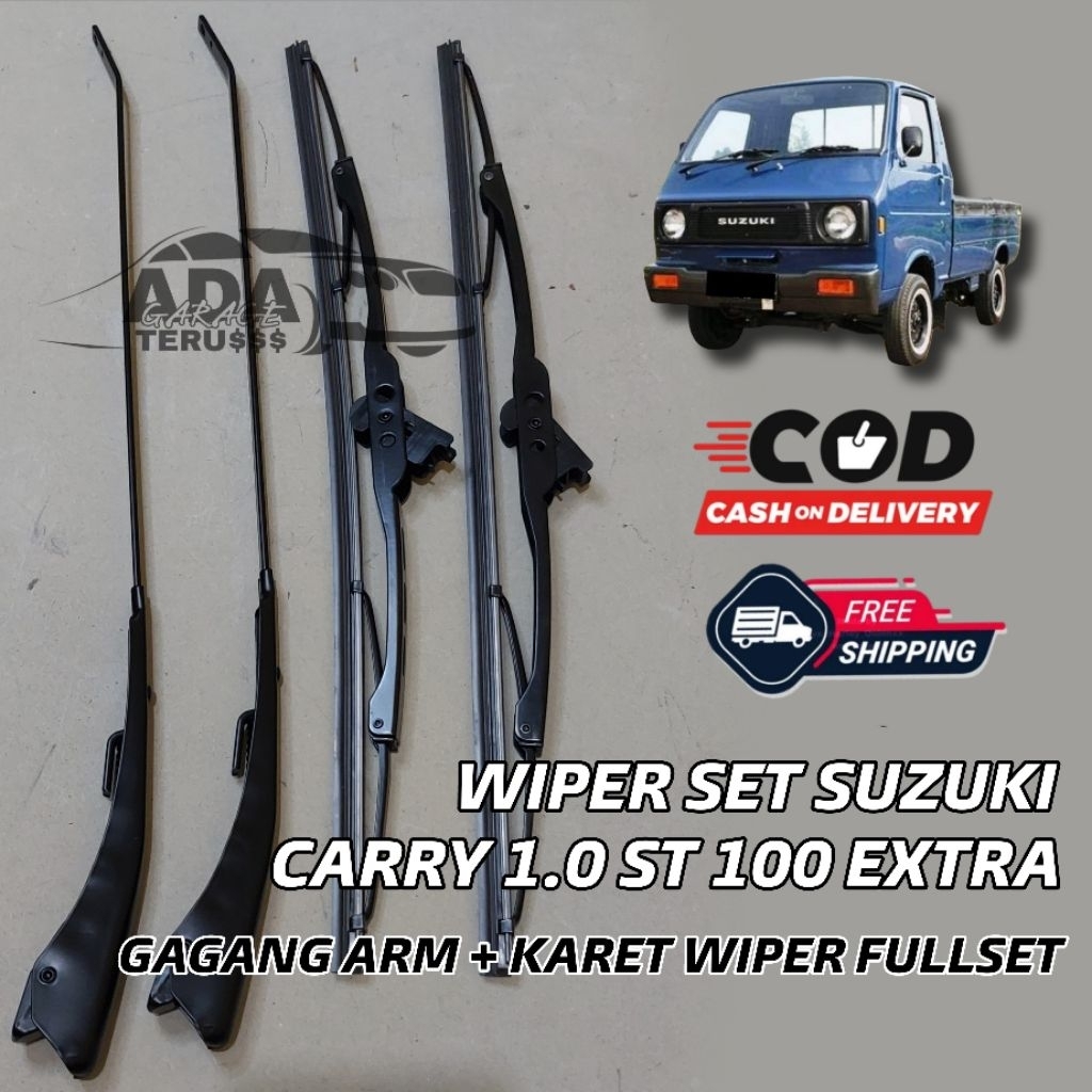 WIPER SET CARRY 1.0 ST100 EXTRA GAGANG ARM + KARET WIPER PAKET KOMPLIT FULLSET